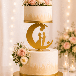 Golden Moon Cake Spacer Stand – Metal Wedding Cake Separator for Tier Cakes